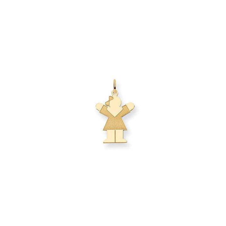 Lovely Rita's Pendants & Charms No Engraving 14k Yellow Gold Girl With Bow Love Charm