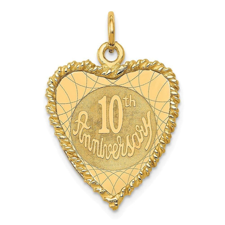 Lovely Rita's Pendants & Charms No Engraving 14k Yellow Gold Happy 10th Anniversary Charm