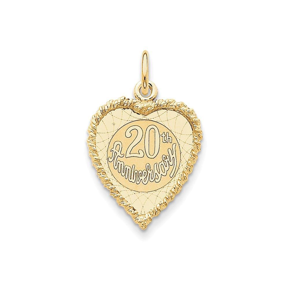 Lovely Rita's Pendants & Charms No Engraving 14k Yellow Gold Happy 20th Anniversary Charm