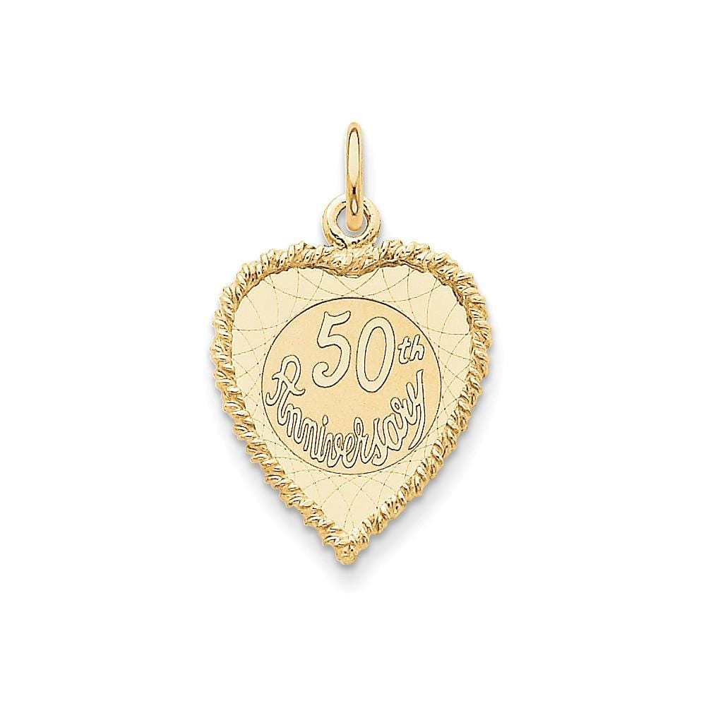 Lovely Rita's Pendants & Charms No Engraving 14k Yellow Gold Happy 50th Anniversary Charm