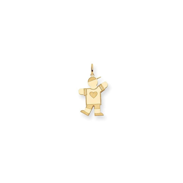 Lovely Rita's Pendants & Charms No Engraving 14k Yellow Gold Heart Boy With Hat Kiss Charm