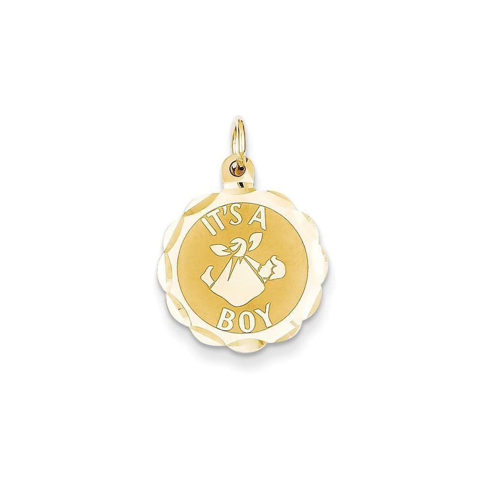 Lovely Rita's Pendants & Charms No Engraving 14k Yellow Gold Its a Boy Round Charm Pendant