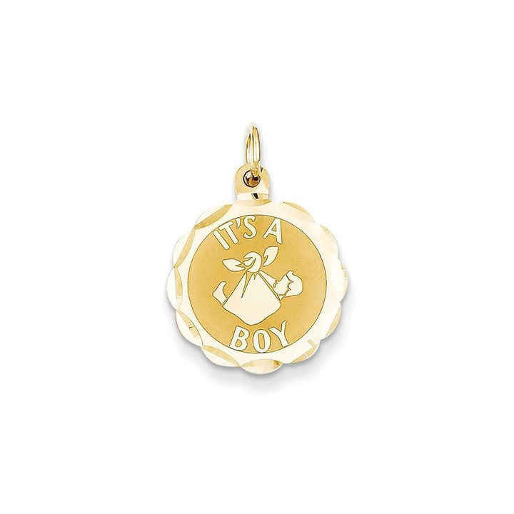 Lovely Rita's Pendants & Charms No Engraving 14k Yellow Gold Its a Boy Round Charm Pendant