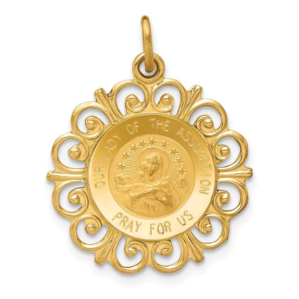 Lovely Rita's Pendants & Charms No Engraving 14k Yellow Gold Lady Of The Assumption Medal