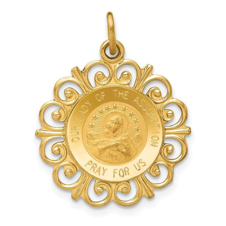 Lovely Rita's Pendants & Charms No Engraving 14k Yellow Gold Lady Of The Assumption Medal