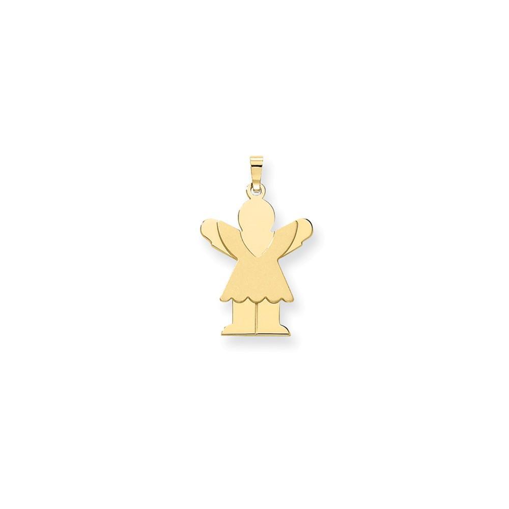 Lovely Rita's Pendants & Charms No Engraving 14k Yellow Gold Love Girl With Ruffled Skirt Charm