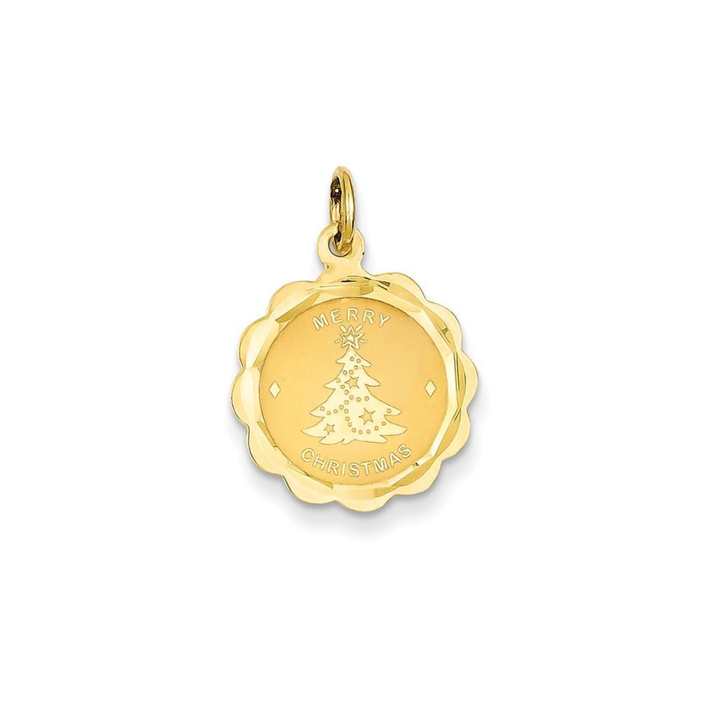 Lovely Rita's Pendants & Charms No Engraving 14k Yellow Gold Merry Christmas Round Pendant