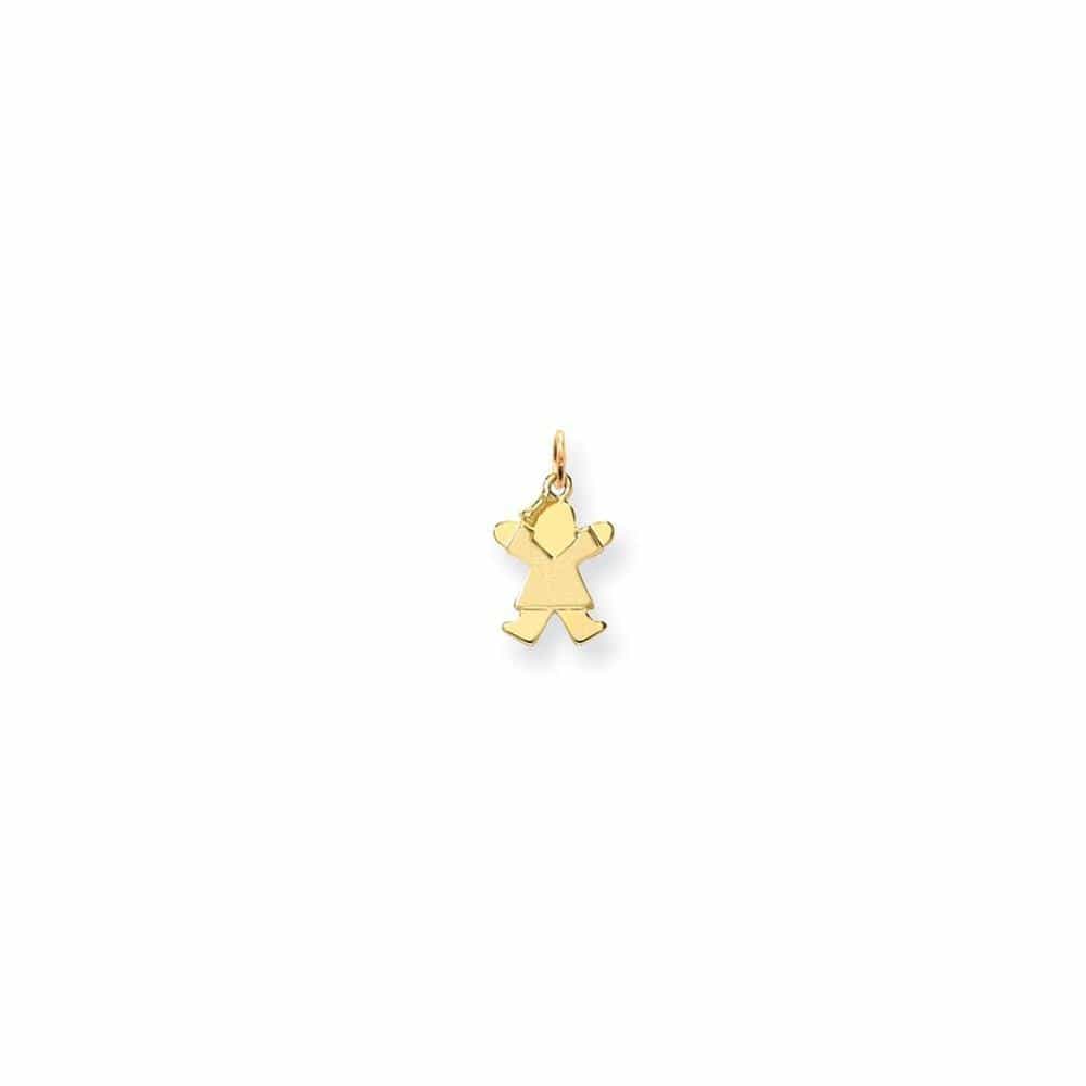 Lovely Rita's Pendants & Charms No Engraving 14k Yellow Gold Mini Girl With Bow Joy Charm