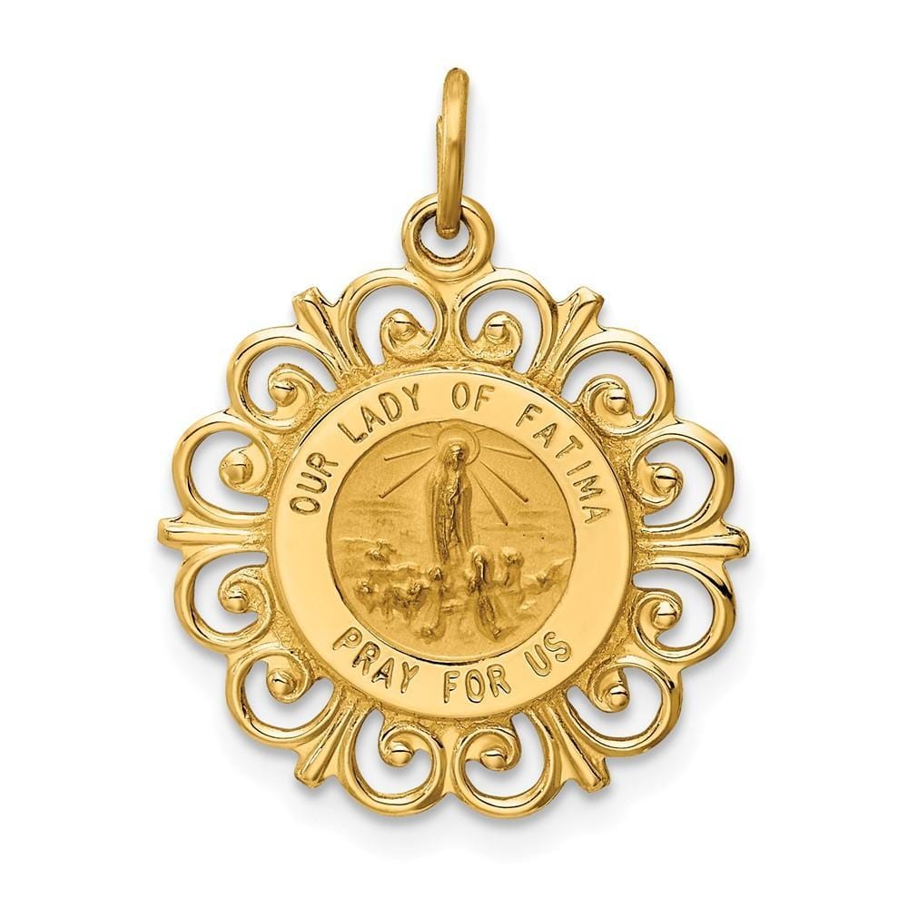 Lovely Rita's Pendants & Charms No Engraving 14k Yellow Gold Our Lady of Fatima Medal Pendant