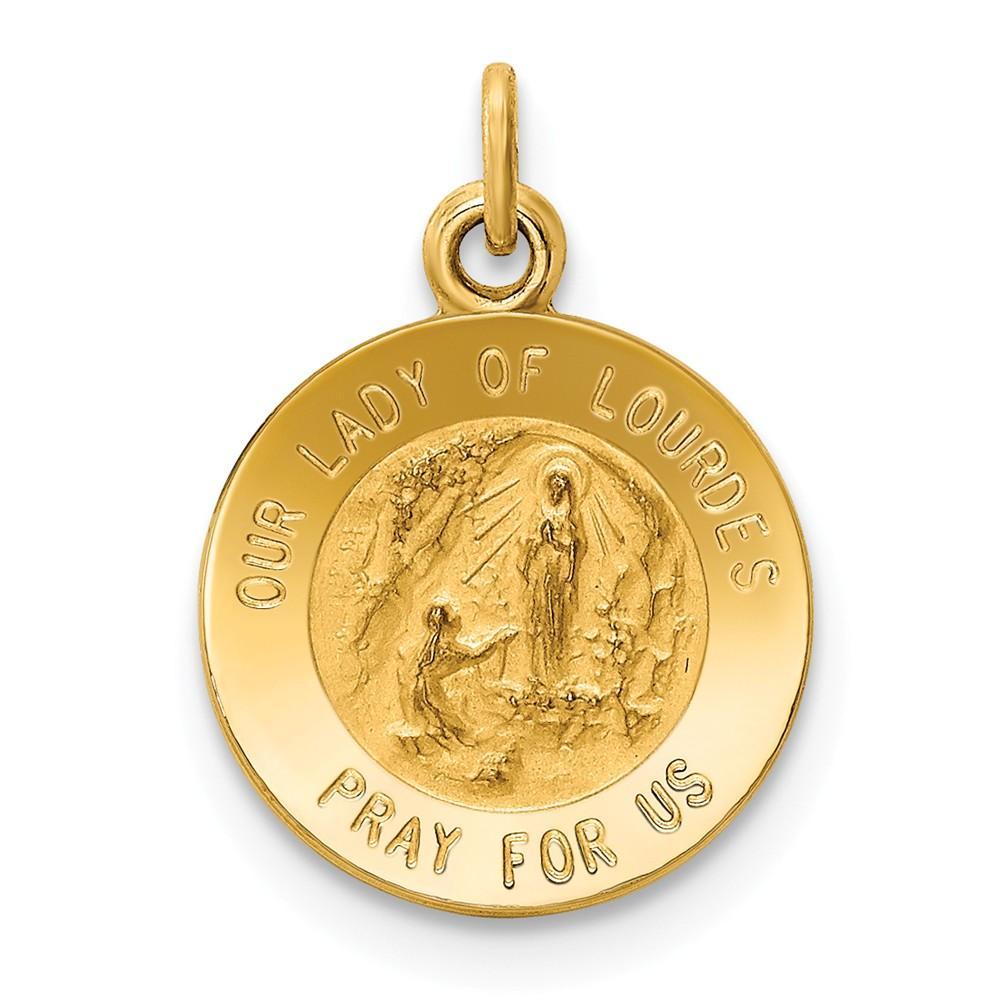 Lovely Rita's Pendants & Charms No Engraving 14k Yellow Gold Our Lady of Lourdes Medal