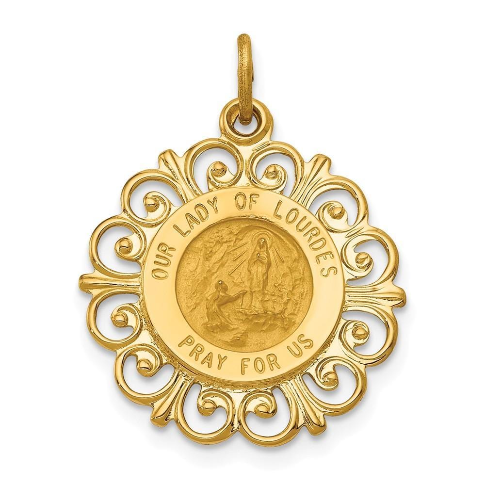Lovely Rita's Pendants & Charms No Engraving 14k Yellow Gold Our Lady of Lourdes Medal