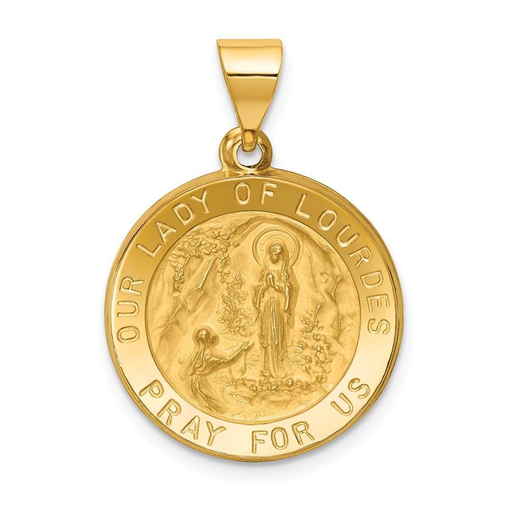 Lovely Rita's Pendants & Charms No Engraving 14k Yellow Gold Our Lady of Lourdes Medal Pendant