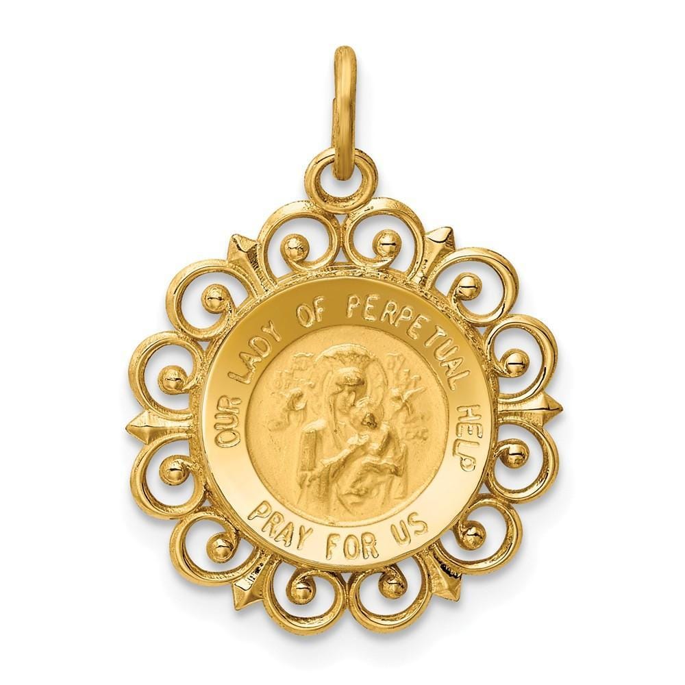 Lovely Rita's Pendants & Charms No Engraving 14k Yellow Gold Our Lady of Perpetual Help Medal