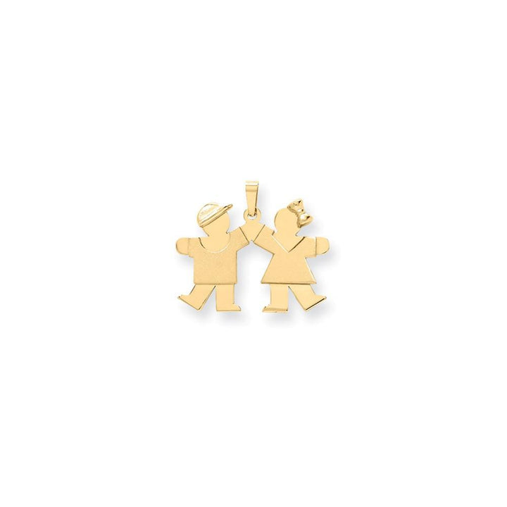 Lovely Rita's Pendants & Charms No Engraving 14k Yellow Gold Polished Boy-Girl Twins Kiss Charm