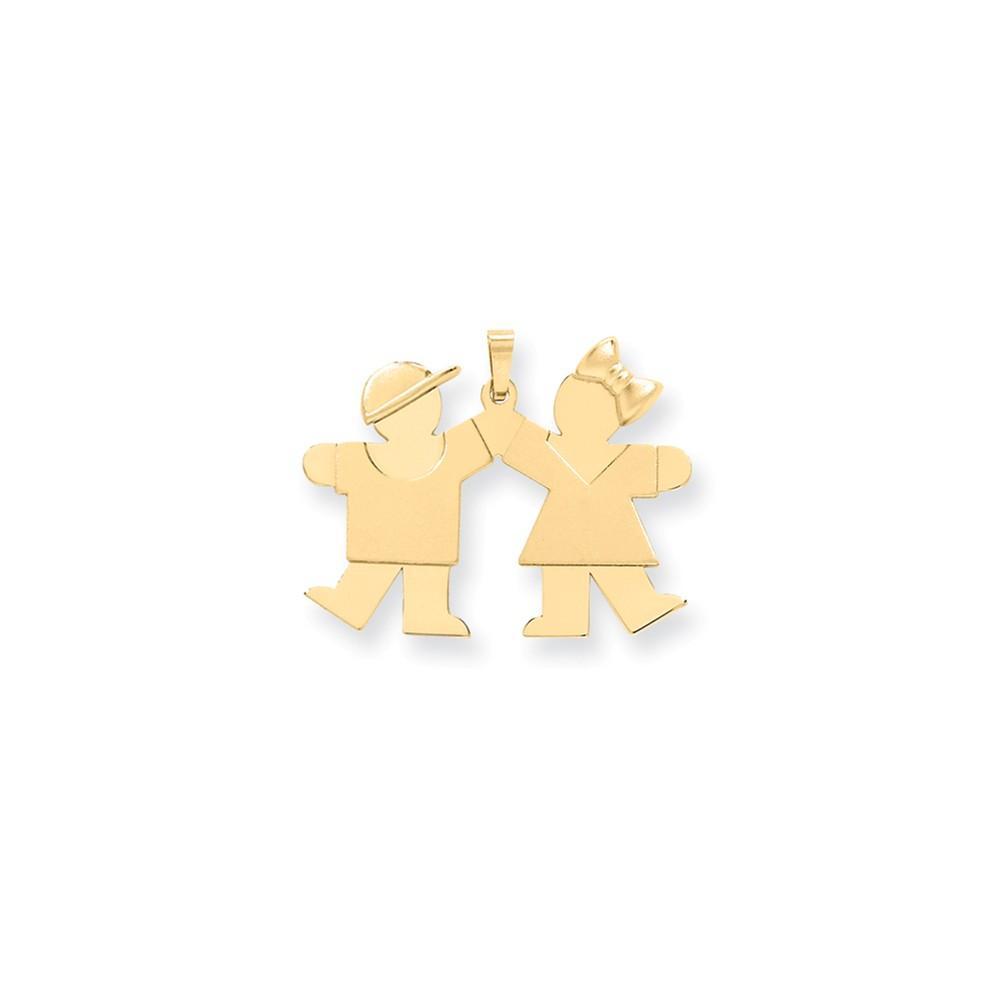 Lovely Rita's Pendants & Charms No Engraving 14k Yellow Gold Polished Boy-Girl Twins Kiss Charm