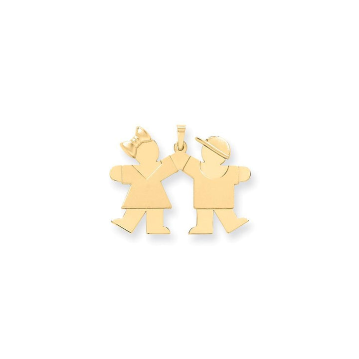 Lovely Rita's Pendants & Charms No Engraving 14k Yellow Gold Polished Girl-Boy Twins Kiss Charm