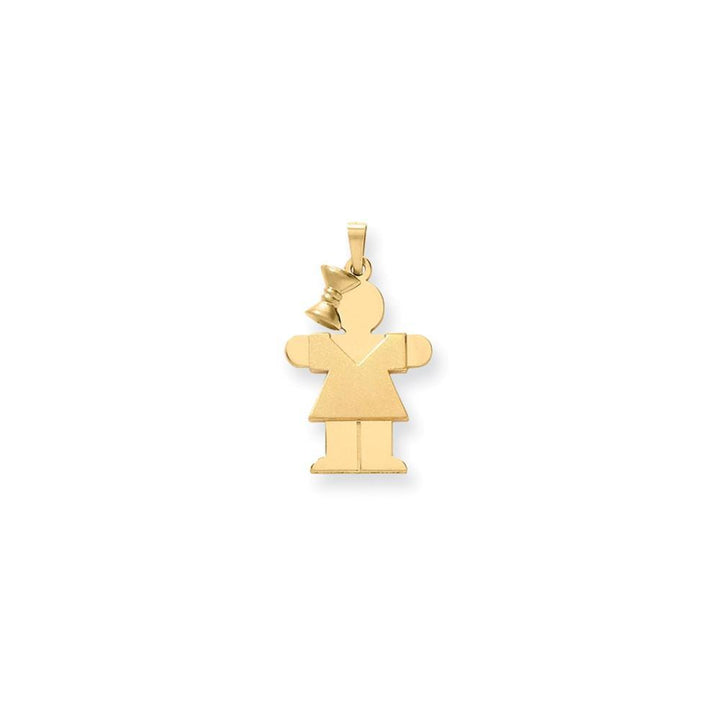 Lovely Rita's Pendants & Charms No Engraving 14k Yellow Gold Polished Girl With Bow Hugs Charm