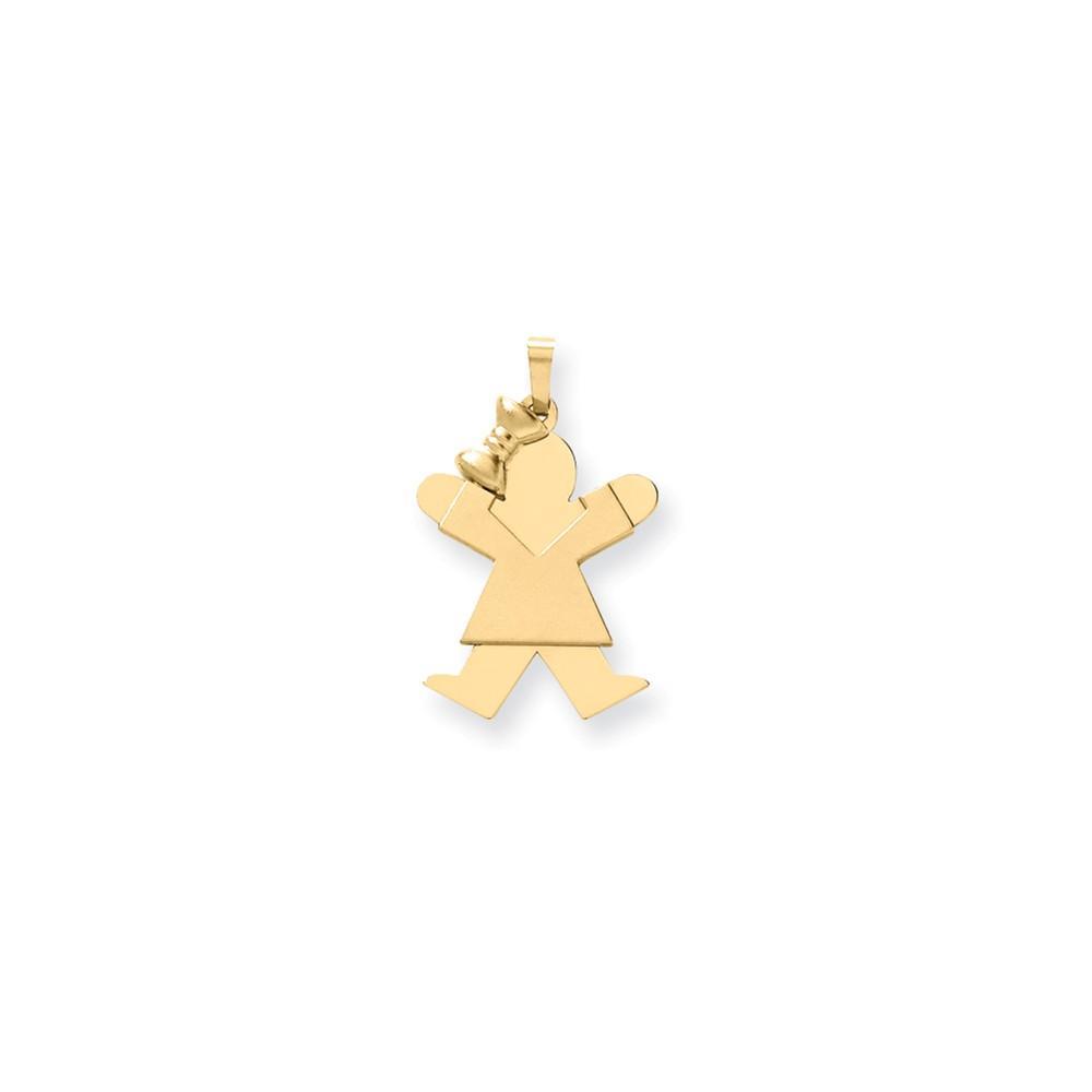 Lovely Rita's Pendants & Charms No Engraving 14k Yellow Gold Polished Girl With Bow Joy Charm