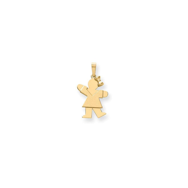 Lovely Rita's Pendants & Charms No Engraving 14k Yellow Gold Polished Girl With Bow Kiss Charm
