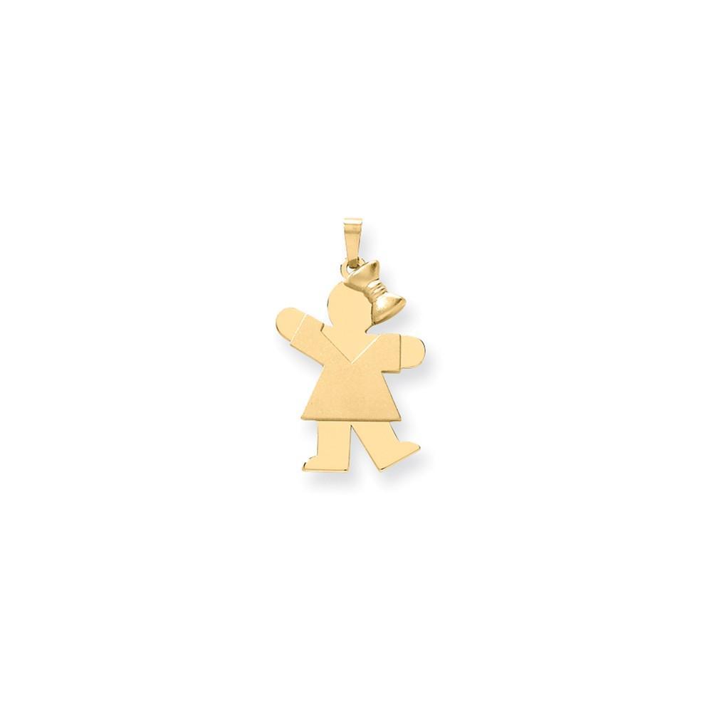 Lovely Rita's Pendants & Charms No Engraving 14k Yellow Gold Polished Girl With Bow Kiss Charm