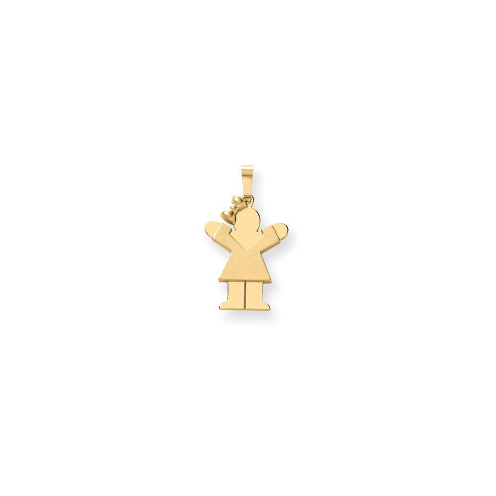 Lovely Rita's Pendants & Charms No Engraving 14k Yellow Gold Polished Girl With Bow Love Charm