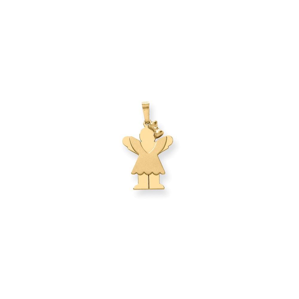 Lovely Rita's Pendants & Charms No Engraving 14k Yellow Gold Polished Girl With Bow Love Charm