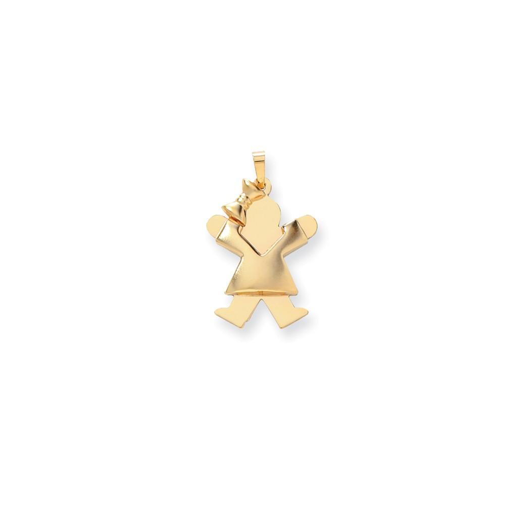 Lovely Rita's Pendants & Charms No Engraving 14k Yellow Gold Puffed Girl With Bow Joy Charm