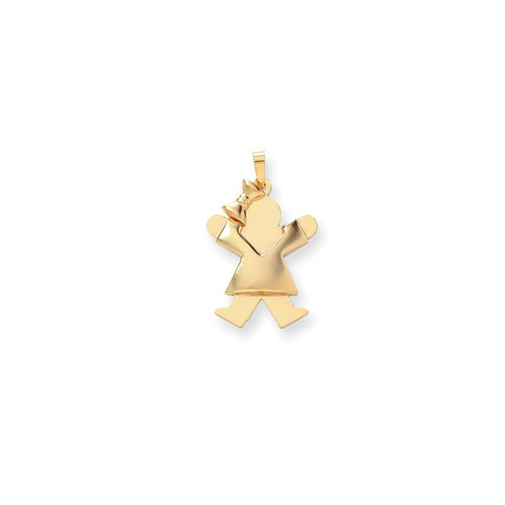 Lovely Rita's Pendants & Charms No Engraving 14k Yellow Gold Puffed Girl With Bow Joy Charm