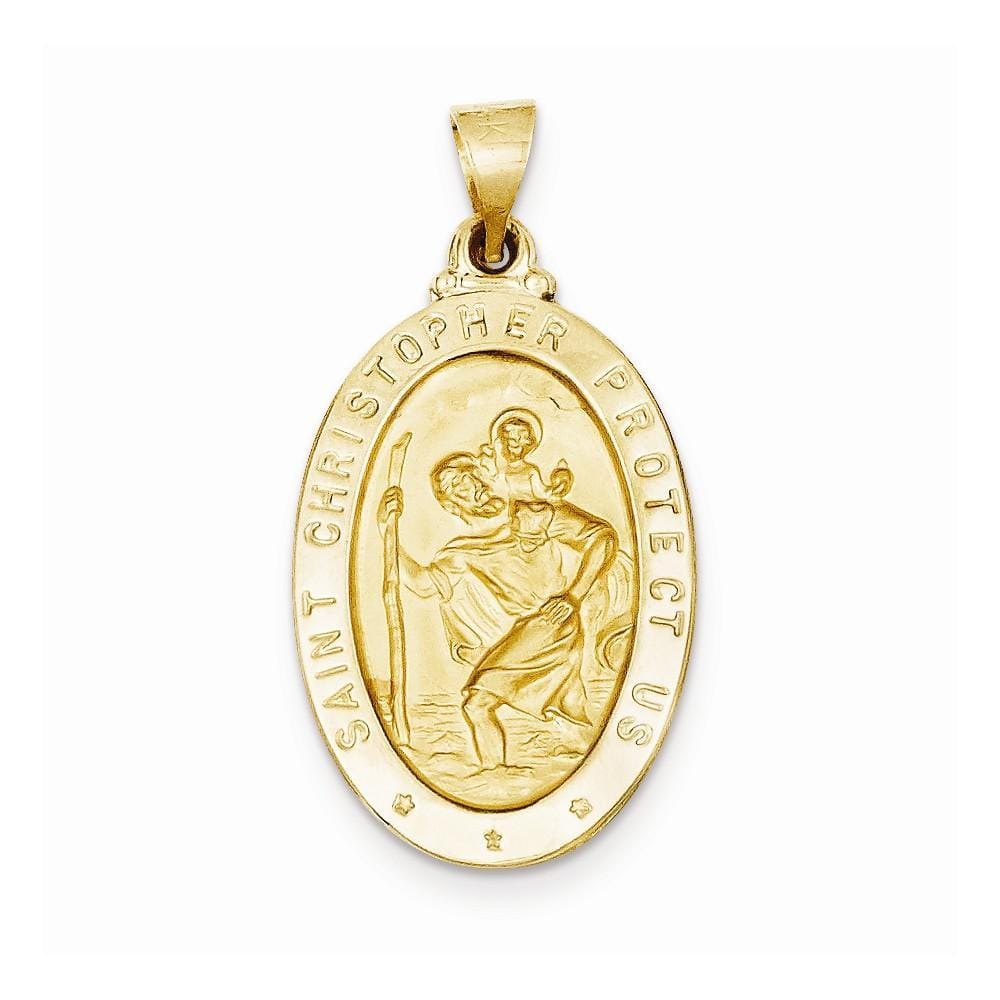 Lovely Rita's Pendants & Charms No Engraving 14k Yellow Gold Saint Christopher Medal Pendant