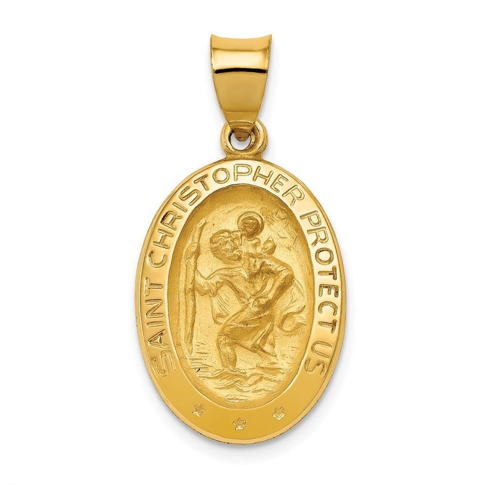 Lovely Rita's Pendants & Charms No Engraving 14k Yellow Gold Saint Christopher Medal Pendant