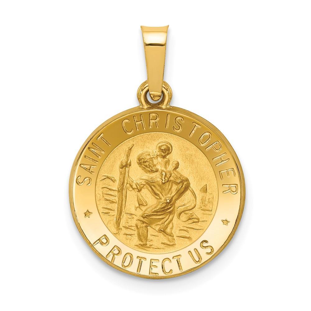 Lovely Rita's Pendants & Charms No Engraving 14k Yellow Gold Saint Christopher Medal Pendant
