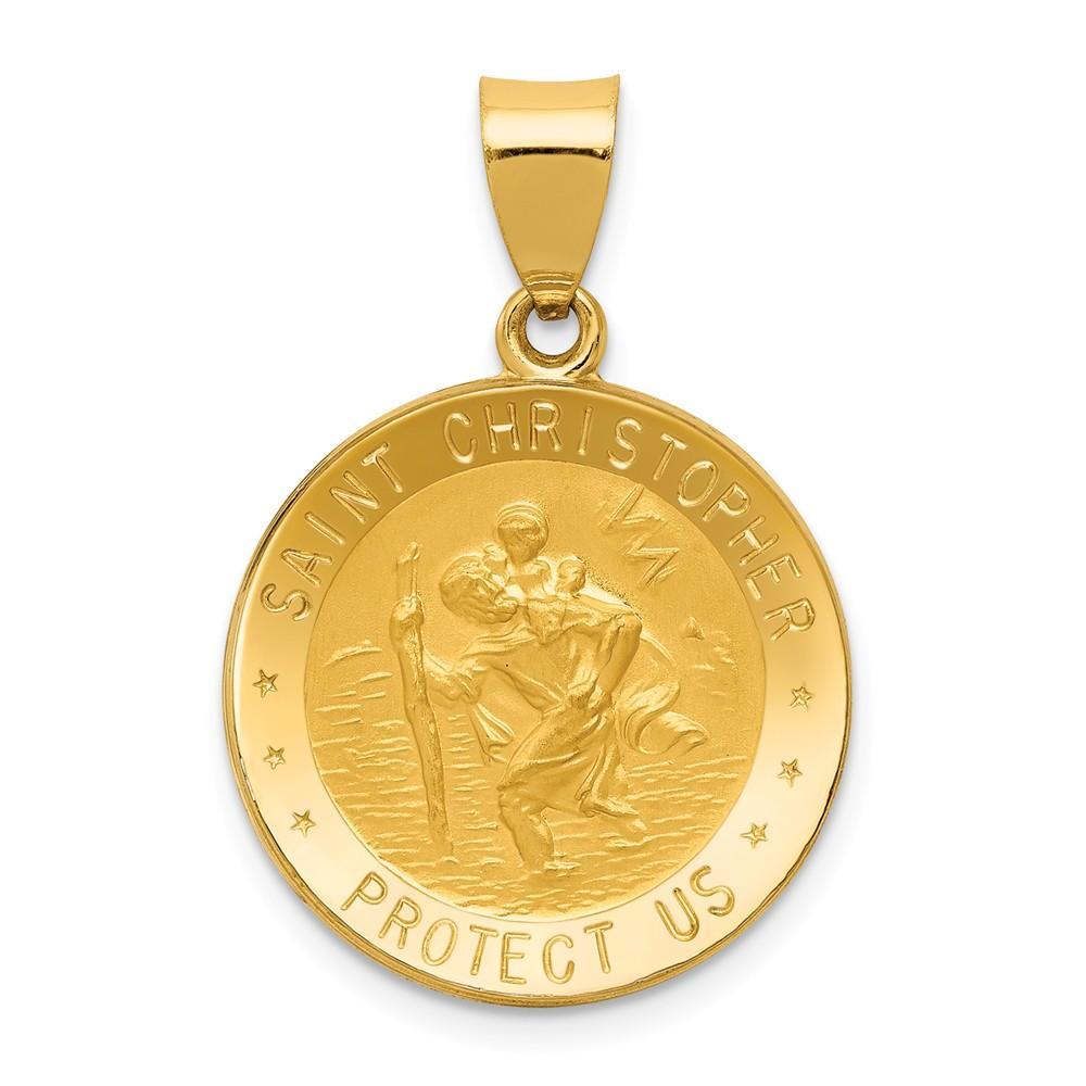 Lovely Rita's Pendants & Charms No Engraving 14k Yellow Gold Saint Christopher Medal Pendant