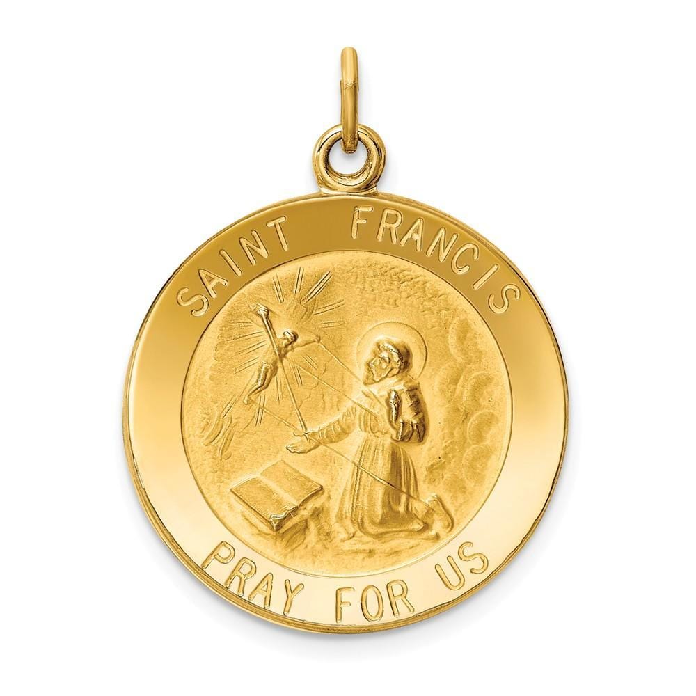 Lovely Rita's Pendants & Charms No Engraving 14k Yellow Gold Saint Francis Medal Pendant