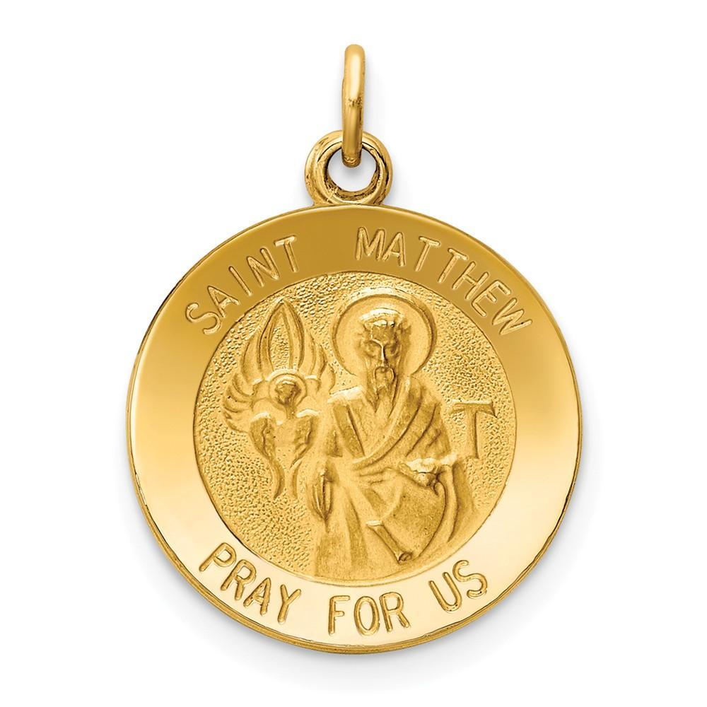 Lovely Rita's Pendants & Charms No Engraving 14k Yellow Gold Saint Matthew Medal Pendant