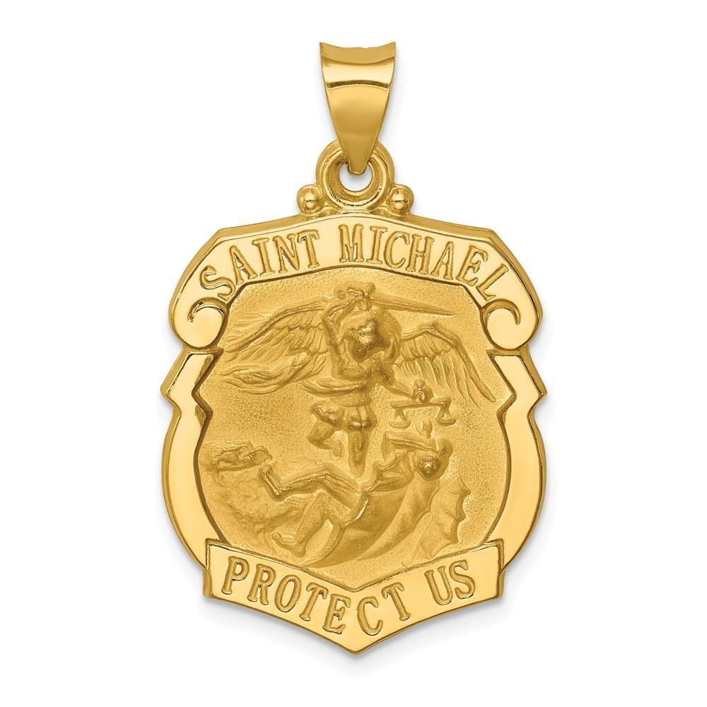 Lovely Rita's Pendants & Charms No Engraving 14k Yellow Gold Saint Michael Badge Medal