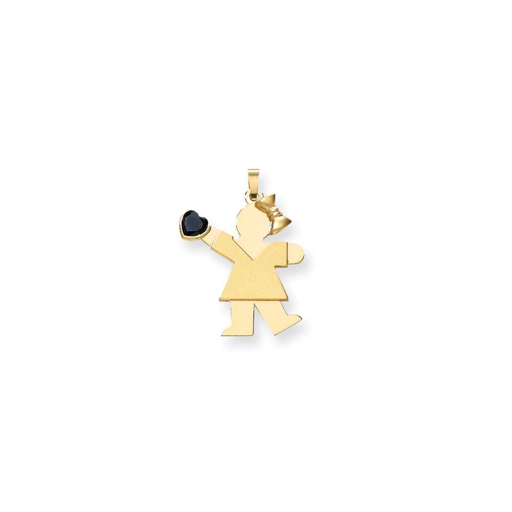 Lovely Rita's Pendants & Charms No Engraving 14k Yellow Gold Sept. Birthstone Kiss Girl Charm
