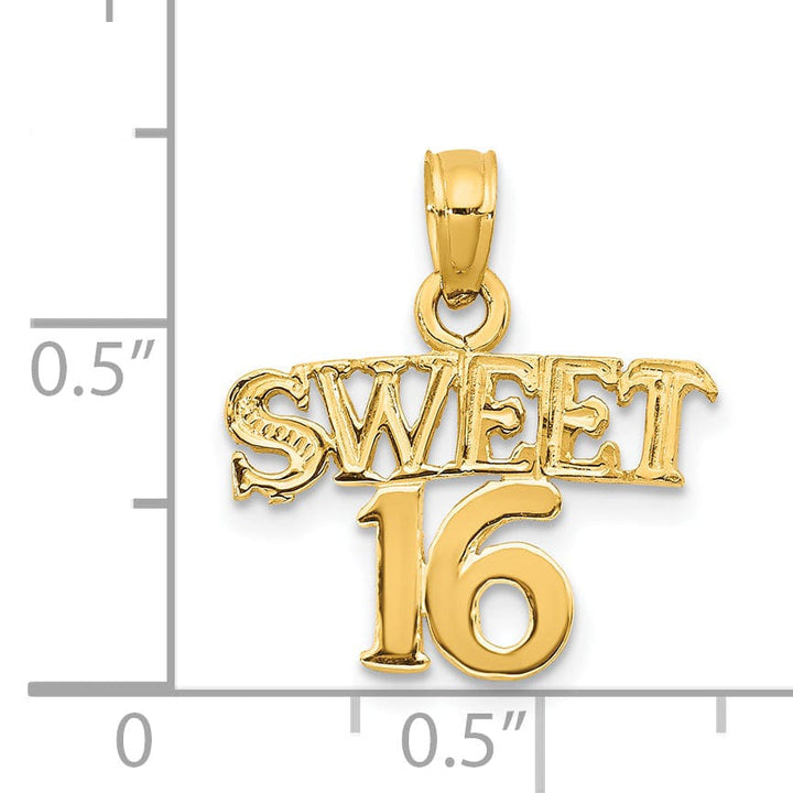 Lovely Rita's Pendants & Charms No Engraving 14k Yellow Gold Sweet 16 Charm Pendant