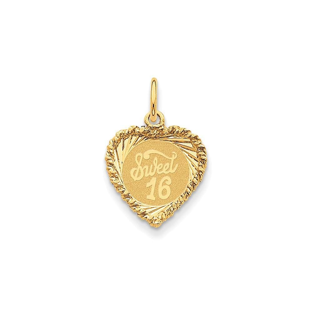 Lovely Rita's Pendants & Charms No Engraving 14k Yellow Gold Sweet Sixteen Heart Charm Pendant