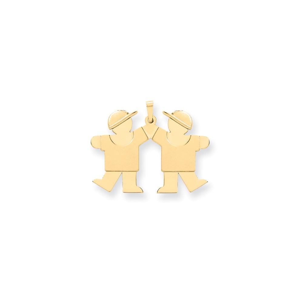 Lovely Rita's Pendants & Charms No Engraving 14k Yellow Gold Twin Boys With Hats Kiss Charm
