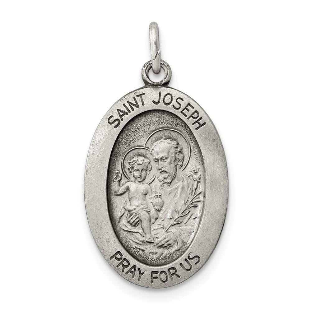 Lovely Rita's Pendants & Charms No Engraving 925 Sterling Silver Antiqued Saint Joseph Medal Pendant