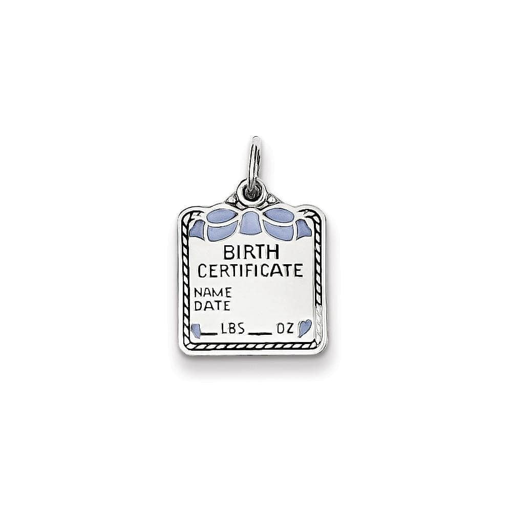 Lovely Rita's Pendants & Charms No Engraving 925 Sterling Silver Blue Birth Certificate Pendant