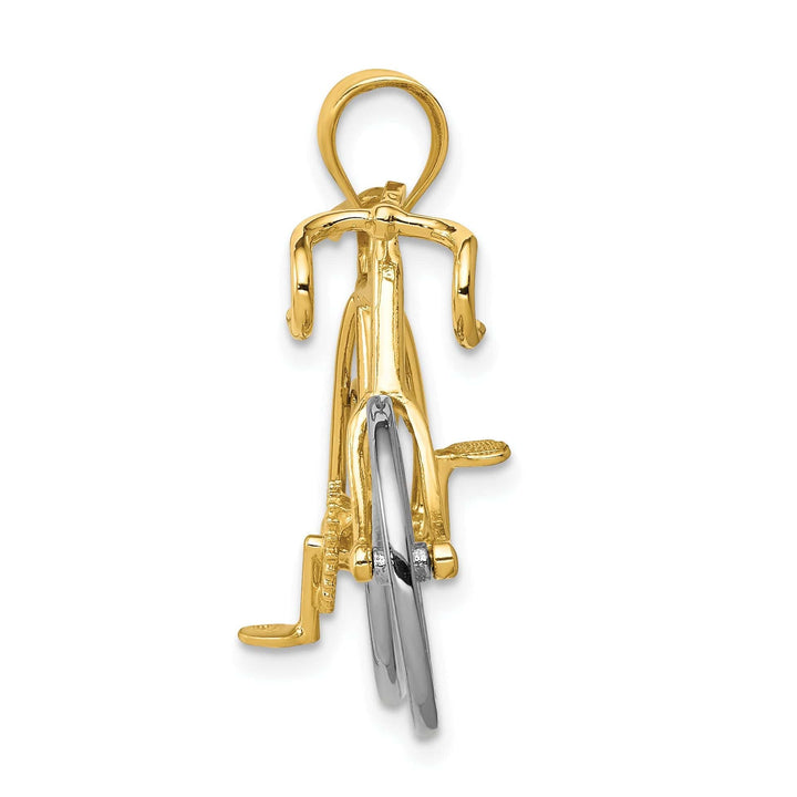 Lovely Rita's Pendants & Charms No Engraving Needed 14k Two-tone Gold Large 3-D Bicycle Pendant