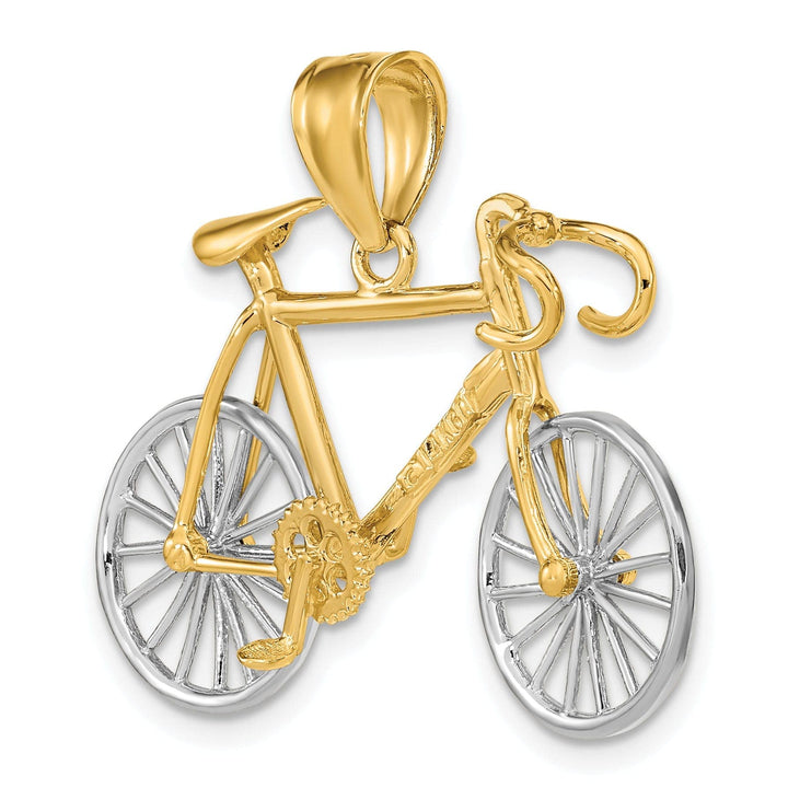 Lovely Rita's Pendants & Charms No Engraving Needed 14k Two-tone Gold Large 3-D Bicycle Pendant