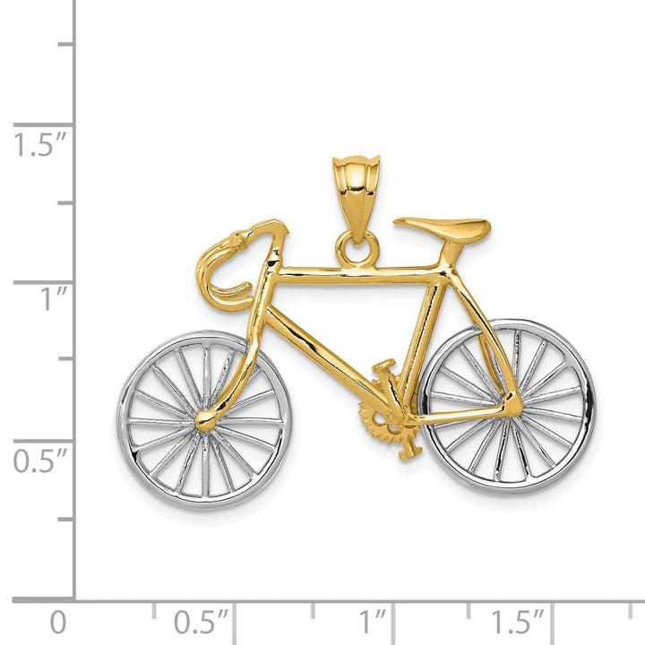 Lovely Rita's Pendants & Charms No Engraving Needed 14k Two-tone Gold Large 3-D Bicycle Pendant