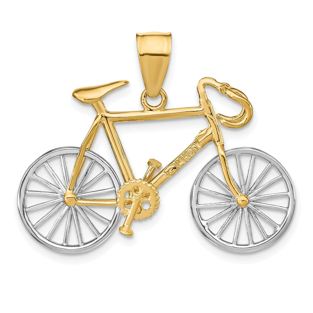 Lovely Rita's Pendants & Charms No Engraving Needed 14k Two-tone Gold Large 3-D Bicycle Pendant