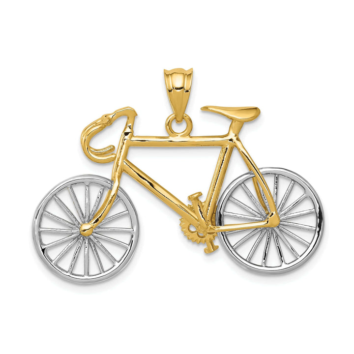 Lovely Rita's Pendants & Charms No Engraving Needed 14k Two-tone Gold Large 3-D Bicycle Pendant