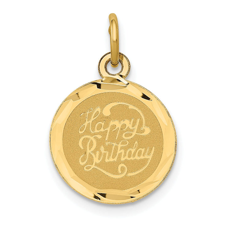Lovely Rita's Pendants & Charms No Engraving Needed 14K Yellow Gold Disc Shape Design HAPPY BIRTHDAY Pendant