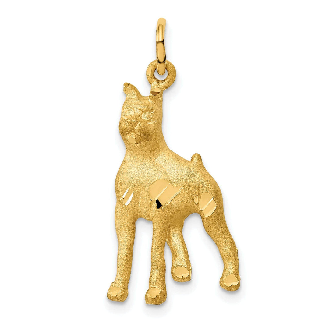 Lovely Rita's Pendants & Charms No Engraving Needed 14k Yellow Gold Open Back Diamond Cut Satin Finish Boxer Dog Charm Pendant