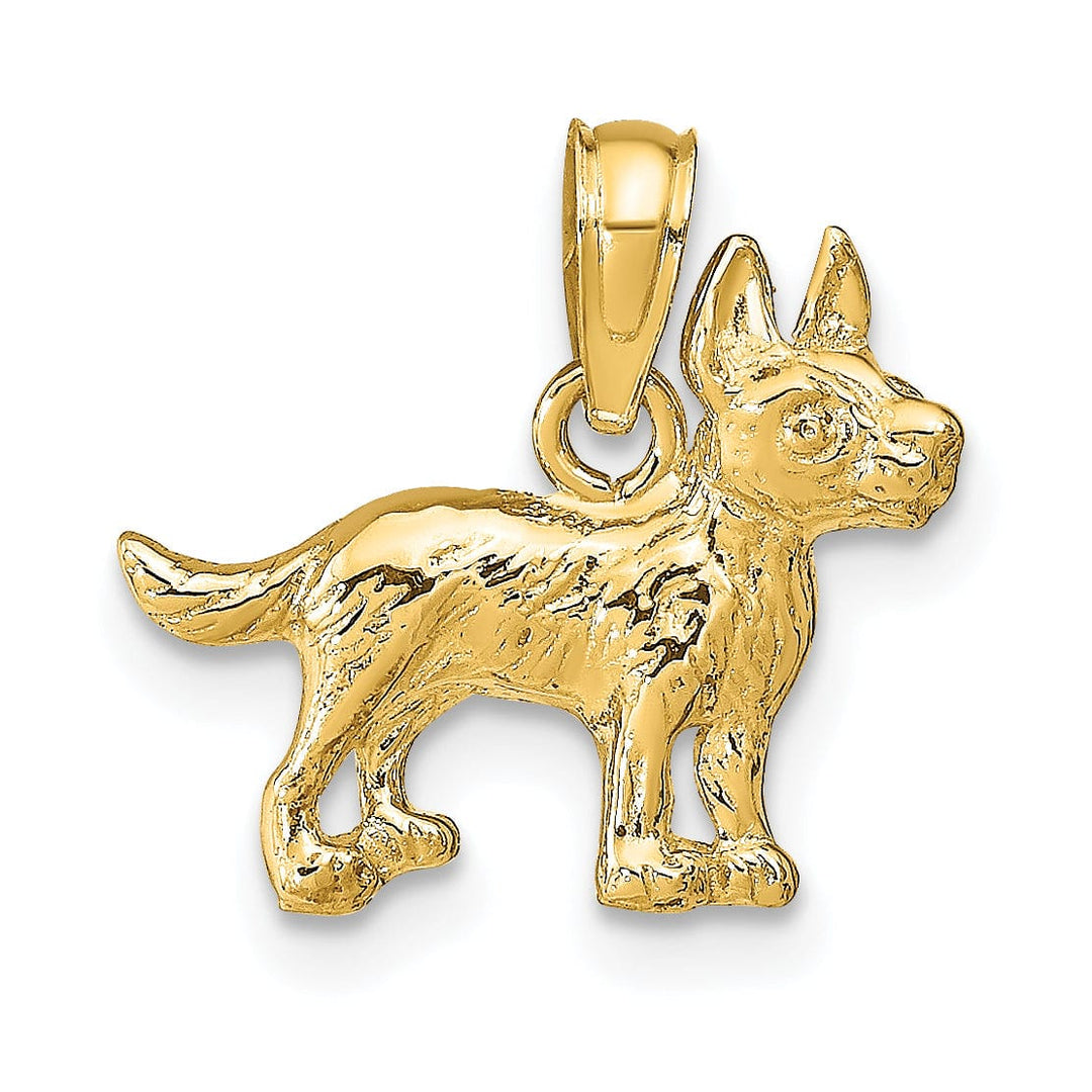 Lovely Rita's Pendants & Charms No Engraving Needed 14k Yellow Gold Open Back Solid Textured Polished Finish Terrier Dog Charm Pendant