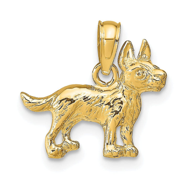 Lovely Rita's Pendants & Charms No Engraving Needed 14k Yellow Gold Open Back Solid Textured Polished Finish Terrier Dog Charm Pendant